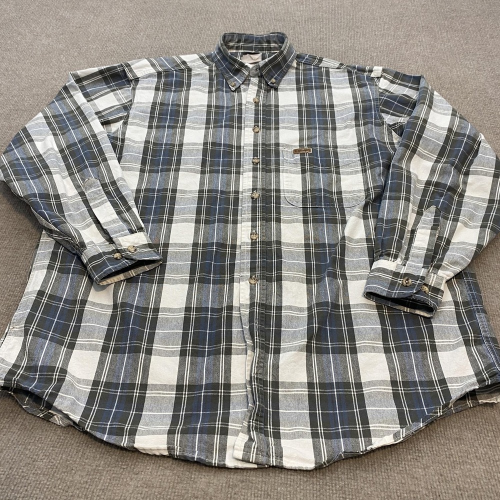 Vintage 90s Carhartt Shirt Mens Large Gray Plaid Long Sleeve Button Grunge Y2K
